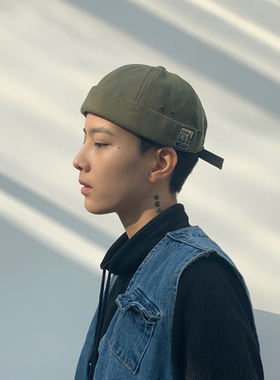 日系英伦复古瓜皮帽男四季嘻哈韩版贝雷帽子街头潮人无檐地主帽女