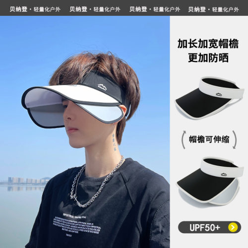 户外伸缩空顶大檐防晒帽子