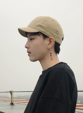 短帽檐美式复古纯色帽子男潮人情侣软顶舒适亲肤棒球帽男鸭舌帽男