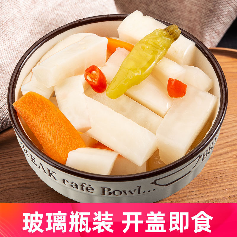 湖南白萝卜泡菜酸辣萝卜条脆酸腌萝卜四川泡菜即食下饭菜500g罐装