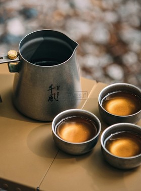 Thous Winds千风茶道钛茶具纯钛户外茶具套装便携双层泡茶咖啡壶