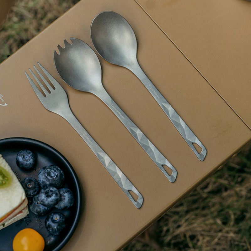Thous Winds千风户外轻量纯钛叉勺套装便携直柄餐勺叉子厨具餐具