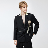 外套 小众宽松花朵西装 DIBINSAI 24AW设计感原创重磅高级感拼色