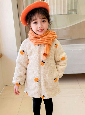 女童冬季加绒加厚罩衣洋气外穿儿童羽绒服罩衫小孩宝宝吃饭围护衣