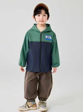 男宝宝防水罩衣秋冬外穿洋气儿童吃饭画画幼儿园防脏罩衫拉链拼色