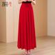 雪纺半身长裙女复古高腰A字大摆裙百搭红色大码 夏季 新款 跳舞裙子