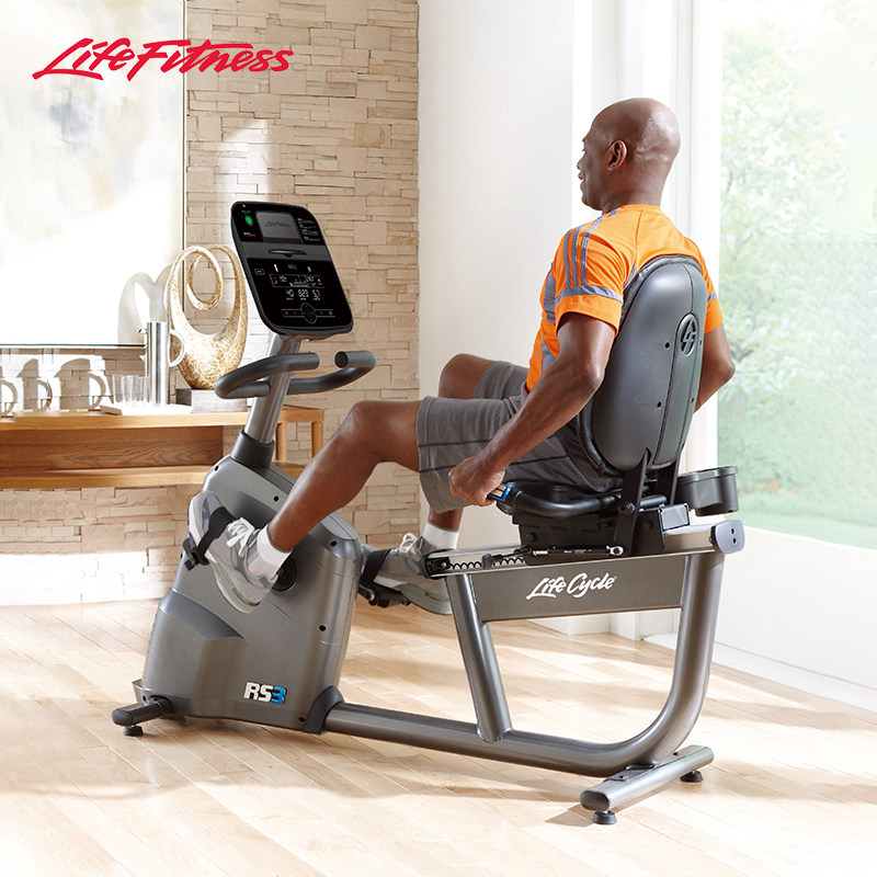 LifeFitness美国力健家用健身车RS3自发磁控动感靠背式自行车进口
