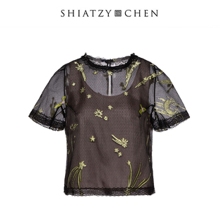 提花短袖 夏姿·陈26早春初筵系列开版 上衣160201 CHEN SHIATZY