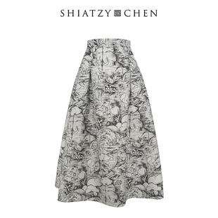 SHIATZY 夏姿·陈26早春初筵系列混纺丝提花半裙160302 CHEN