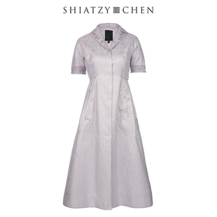 夏姿·陈提花刺绣收腰连衣裙607717 SHIATZY CHEN