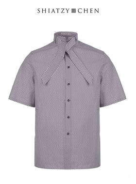 SHIATZY CHEN/夏姿·陈中国风嬉戏系列纯棉立领短袖衬衫126841