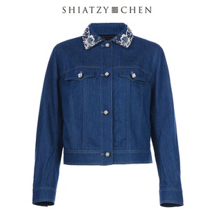SHIATZY 夏姿·陈翻盖刺绣牛仔夹克28586 CHEN