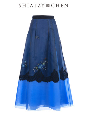 SHIATZY CHEN/夏姿·陈经典拼色欧根纱刺绣半裙602202