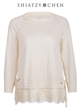 SHIATZY CHEN/夏姿·陈蕾丝下摆针织上衣106108