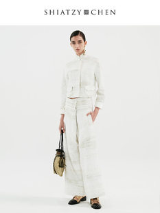 SHIATZY 夏姿·陈中国风荷绵系列杂色毛呢短外套635316 CHEN