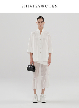 SHIATZY CHEN/夏姿·陈24年新品艳实系列网纱拼接抽绳半裙146012