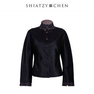 SHIATZY 夏姿·陈25秋冬曲境系列珠绣立领收腰外套658346 CHEN