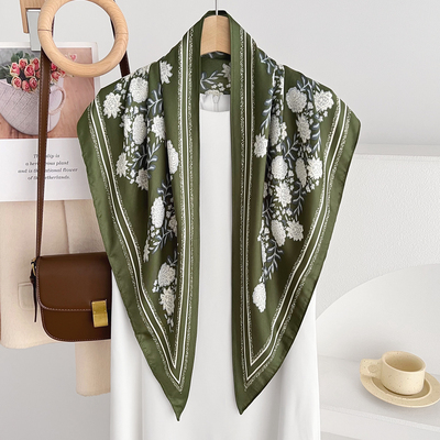 春夏复古花卉三角丝巾女款百搭