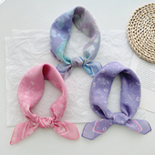 法式 饰 高级感包头绑发飘带装 甜美可爱丝巾女夏季 碎花方巾薄款