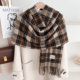 秋冬围巾女新款 格子仿羊绒围巾美拉德撞色披肩加厚保暖百搭围脖