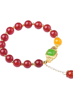 天然玉髓手串女款弯管铃铛女生