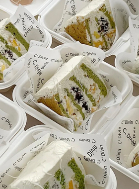 网红切块切件蛋糕包装盒巴斯克慕斯提拉米苏烘焙甜品纸浆盒子打包