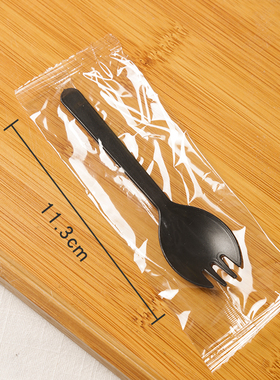 一次性独立包装11.3/13.5cm烘焙勺冰淇淋千层慕斯蛋糕黑色加厚勺