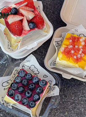 网红提拉米苏包装盒切件蛋糕切块巴斯克固体杨枝甘露千层打包烘焙