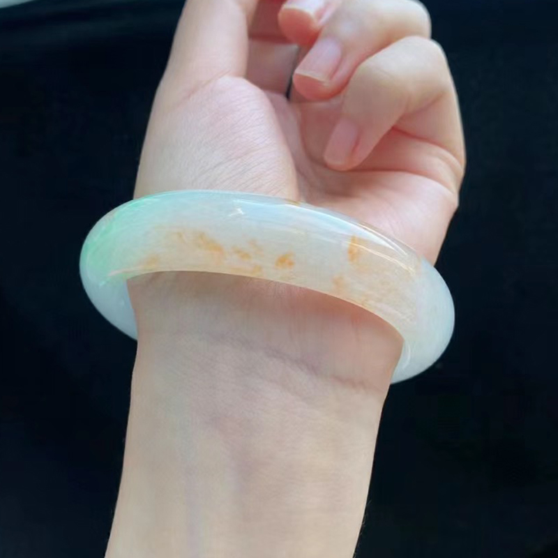 翠东方海外购天然缅甸翡翠正圈翡翠细圆条叮当镯晴水手镯