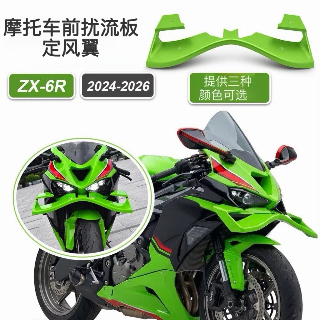 适用川崎ZX6R 24-25年摩托车改装定风翼摩托车前挡风板扰流板配件图片
