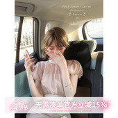 灯笼袖 甜水仙 香槟淑女 上衣锻感微透兰花纱不对称设计倒褶半裙女