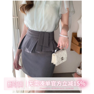 显瘦短裙 灰色百搭包臀短裙夏日通勤氛围感修身 甜水仙 甜酷职场风