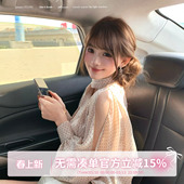 春季 甜水仙 优雅系带领设计衬衫 奈奈 蕾丝花边V领气质上衣女 花季