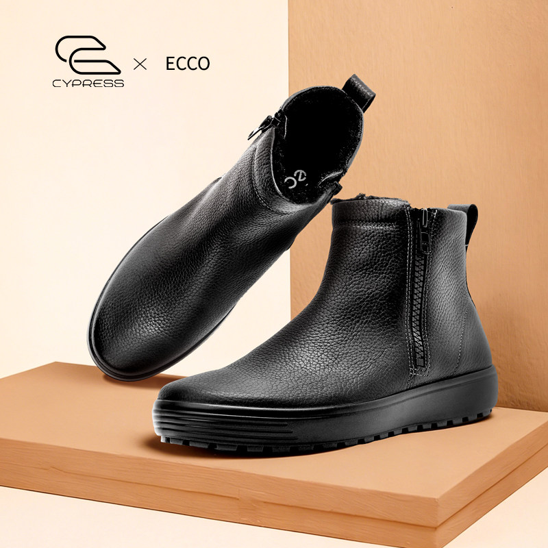 ECCO爱步男鞋冬季高帮羊毛靴