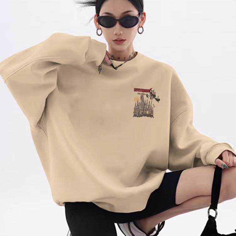 圆领卫衣女士春秋薄款宽松慵懒风美式2025新款显瘦时尚套头上衣4