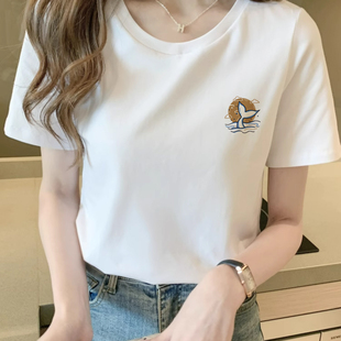 学生小众宽松百搭纯棉上衣ins 美式 复古潮流黑色短袖 T恤女夏季 新款
