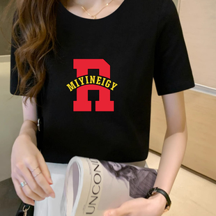 宽松2025韩版 美式 新款 100纯棉短袖 学生T恤上衣印花潮 女生ins夏季