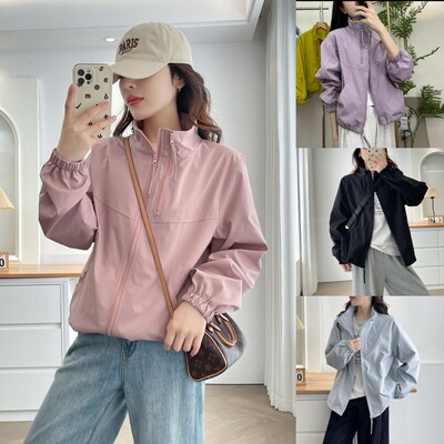 大码胖mm洋气减龄百搭立领冲锋衣外套女春季新款时尚宽松显瘦上衣