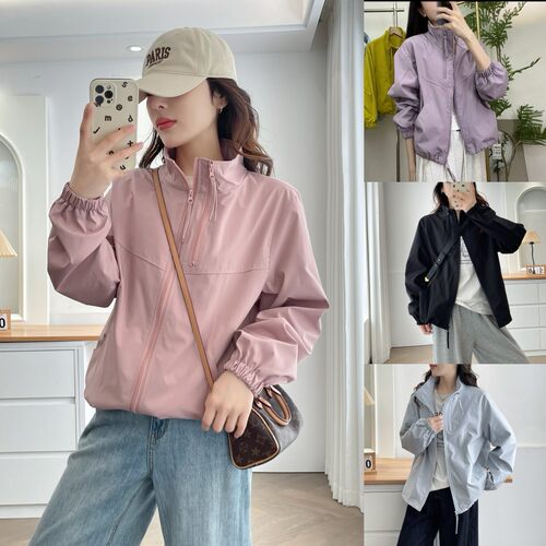 大码胖mm洋气减龄百搭立领冲锋衣外套女春季新款时尚宽松显瘦上衣