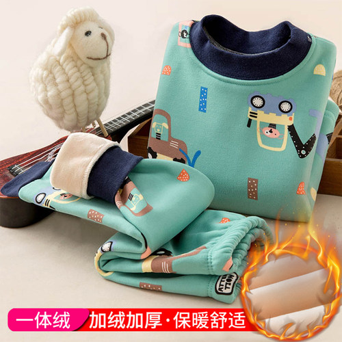 加绒加厚婴儿冬季打底内衣套装