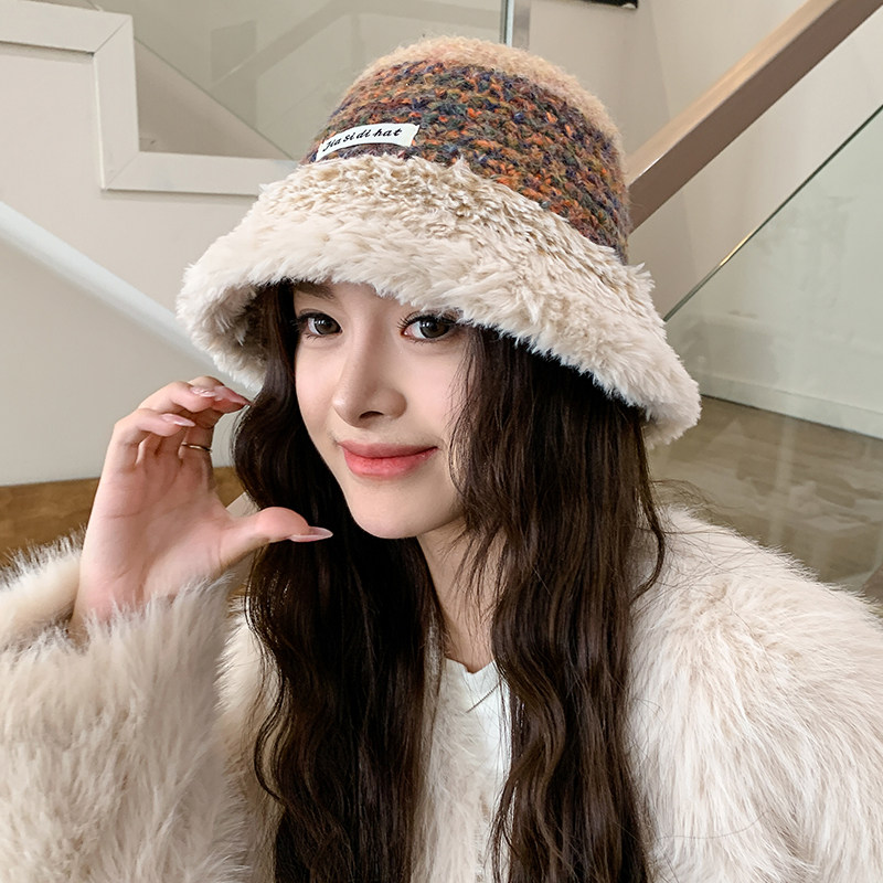 秋冬季新款拼色毛边加厚毛绒渔夫帽子女防寒保暖护耳显脸小盆帽潮,服饰配件/皮带/帽子/围巾,帽子,淘宝优惠券,粉丝福利购,淘宝优惠卷