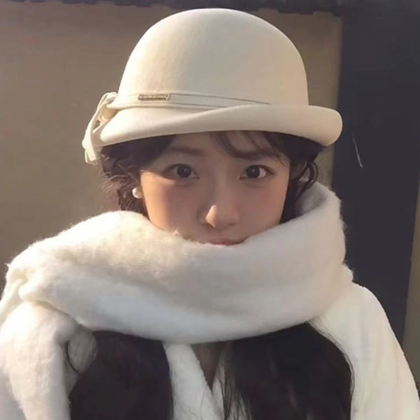 2025年春新款澳洲羊毛礼帽高贵百搭显脸小千金风帽子女圆顶盆帽潮