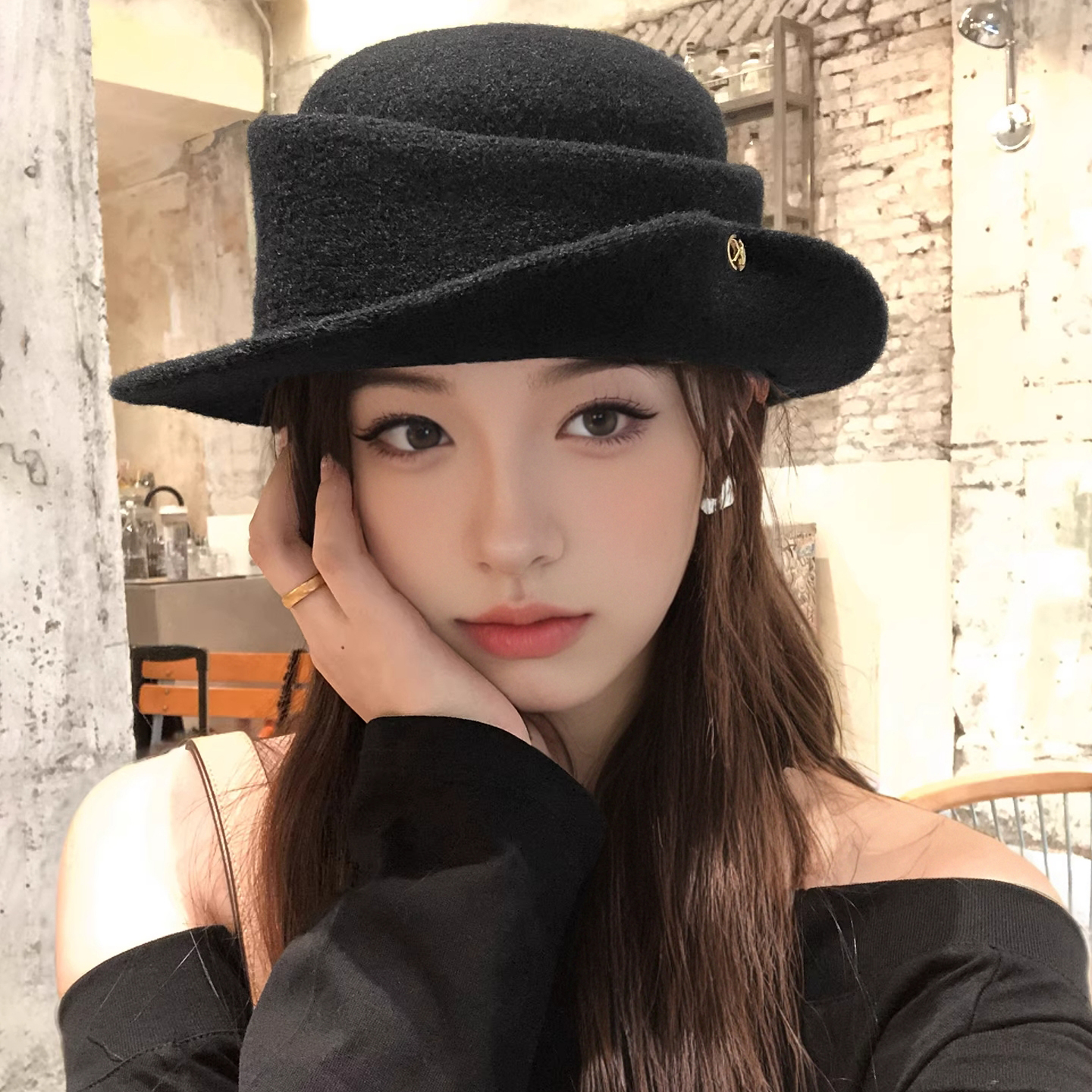 灵允礼帽出游优雅女秋网红同款