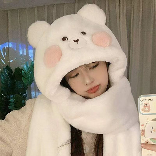 灵允加厚保暖三件套甜美可爱小熊