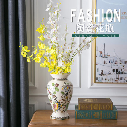美式陶瓷花瓶复古青花瓷欧式客厅装饰插花轻奢高级感中式花盆摆件