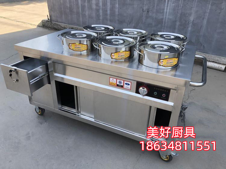 商用不锈钢保温粥车早餐车流动摆摊粥车小车美食车营养粥车外卖车