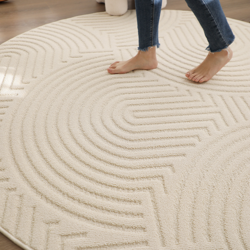 CASLN侘寂风硅藻丝圆形浮雕地毯