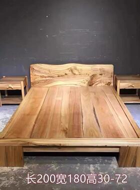 原木网红民宿床原生态全实木双人床自然风香樟木茶楼客栈酒店直销