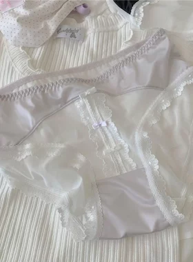 国风~轻奢蝴蝶结网纱透明舒适透气大码中低腰棉裆三角内裤女