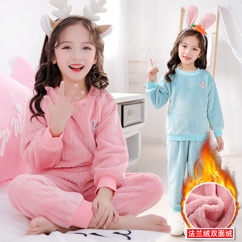 Mùa đông mới nhạc nữ Hàn Quốc bộ đồ ngủ nữ tracksuit bộ quần áo cổ tròn lớn trinh nữ chúa flannel ấm quần áo